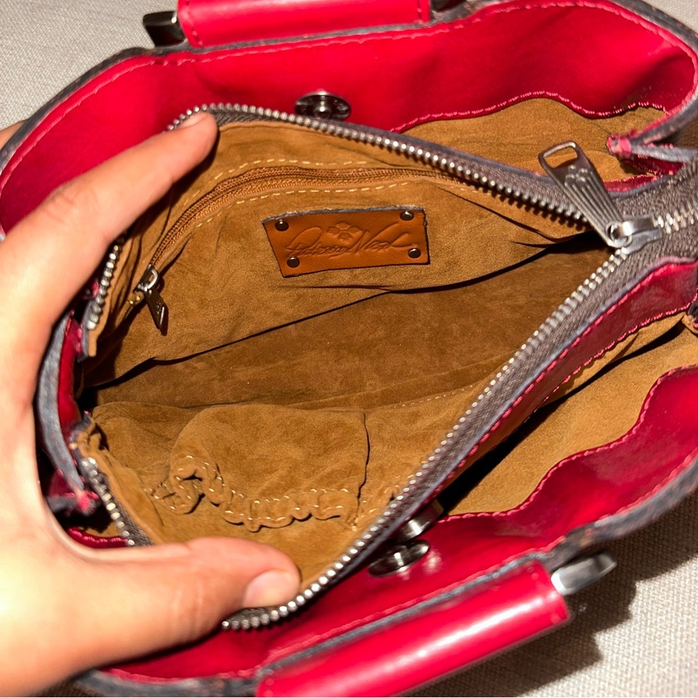 Patricia Nash Empoli leather satchel (scarlet) - Picture 10 of 12